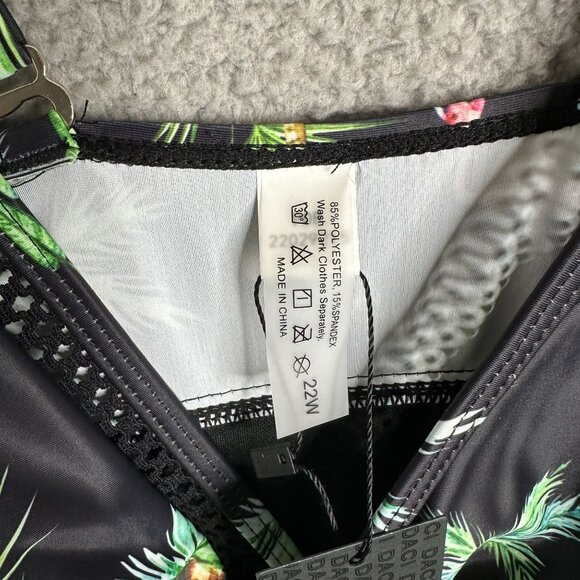 Daci Flamingo Plus Size One Piece Swimsuit 22W Mesh Tropical‎ Beach Resort - Picture 8 of 10